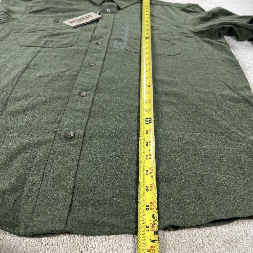 REDHEAD Men's Large Oliver Green Long Sleeve Button Down Flannel Shirt NWT - Picture 5 of 9